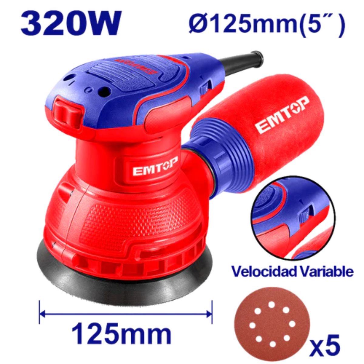 LIJADORA ORBITAL ROTATIVA EMTOP 320W