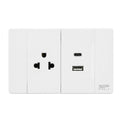 TOMACORRIENTE SIMPLE Y USB DOBLE BLANCO DE LUJO 15 AMP