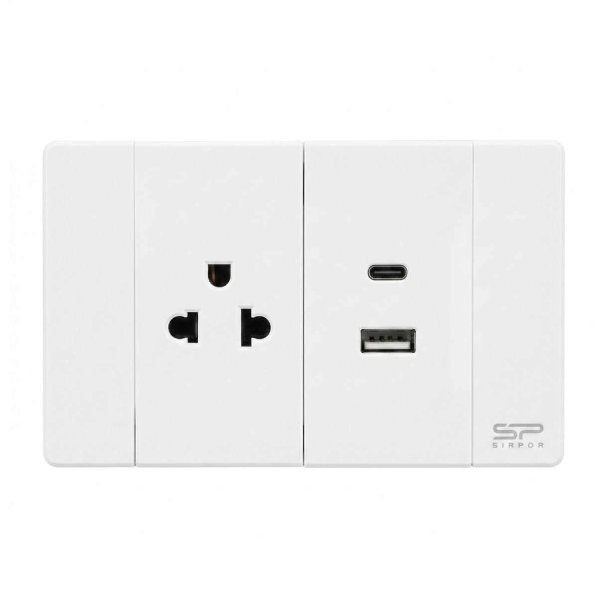 TOMACORRIENTE SIMPLE Y USB DOBLE BLANCO DE LUJO 15 AMP