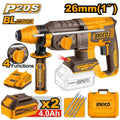 ROTOMARTILLO INALÁMBRICO INGCO 20V SDS PLUS + 2 BATERÍAS 4AH Y ACCESORIOS