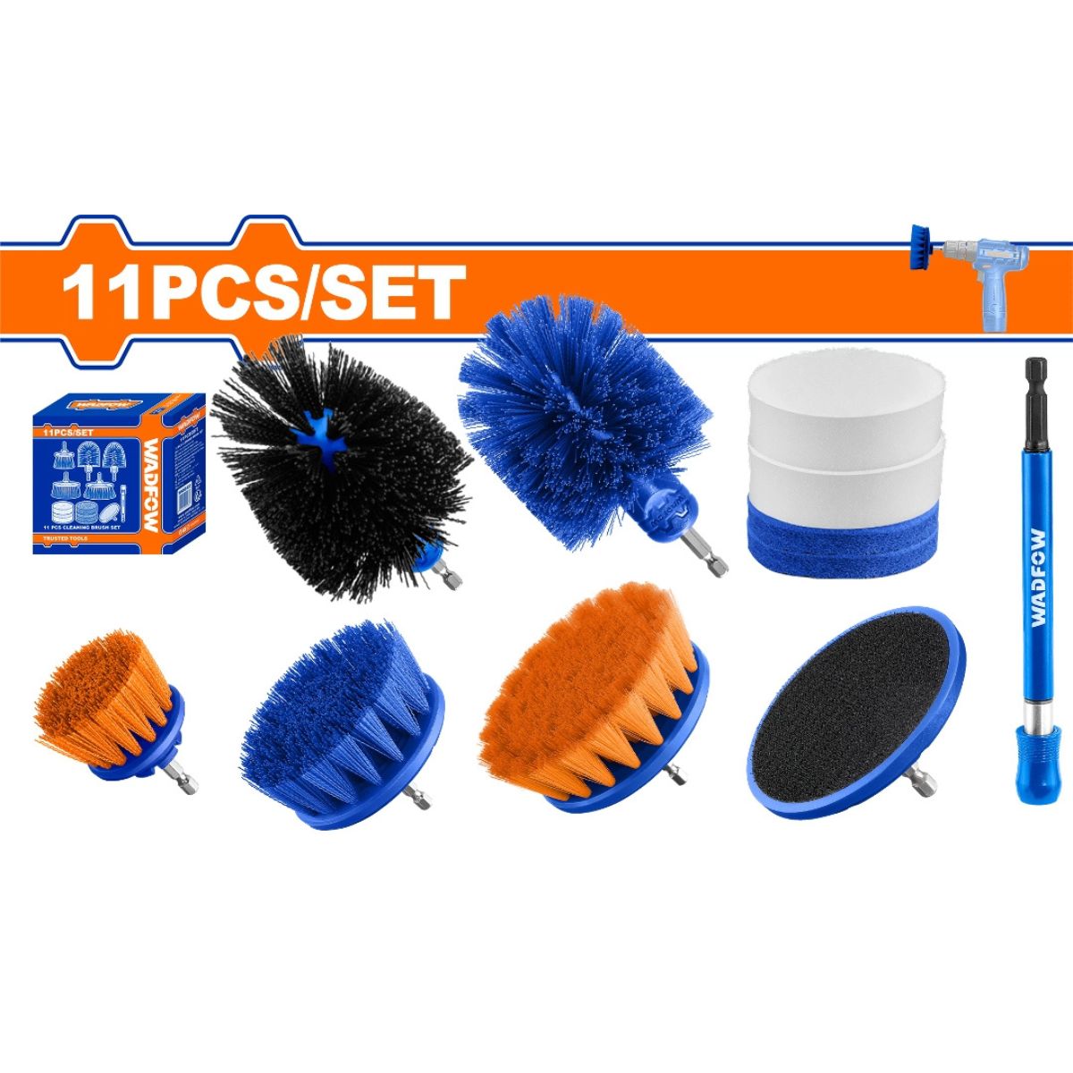 KIT CEPILLOS DE LIMPIEZA WADFOW 11 PIEZAS