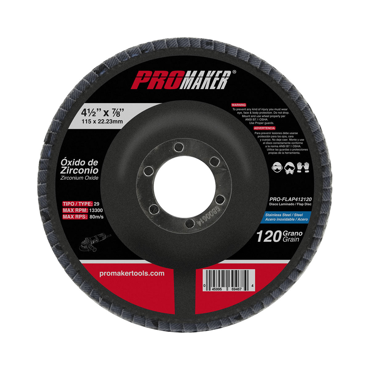 DISCO FLAP 120 4 1/2 DE CIRCONIO PROMAKER LIJA 120