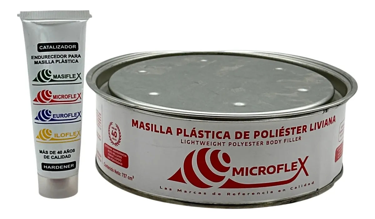 MASILLA PLASTICA AUTOMOTRIZ MICROFLEX CON CATALIZADOR 1/4 GALON