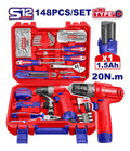 JUEGO CAJA DE HERRAMIENTAS 148 PIEZAS 12V 20NM EMTOP