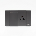 INTERRUPTOR Y TOMACORRIENTE SIMPLE GRIS OSCURO