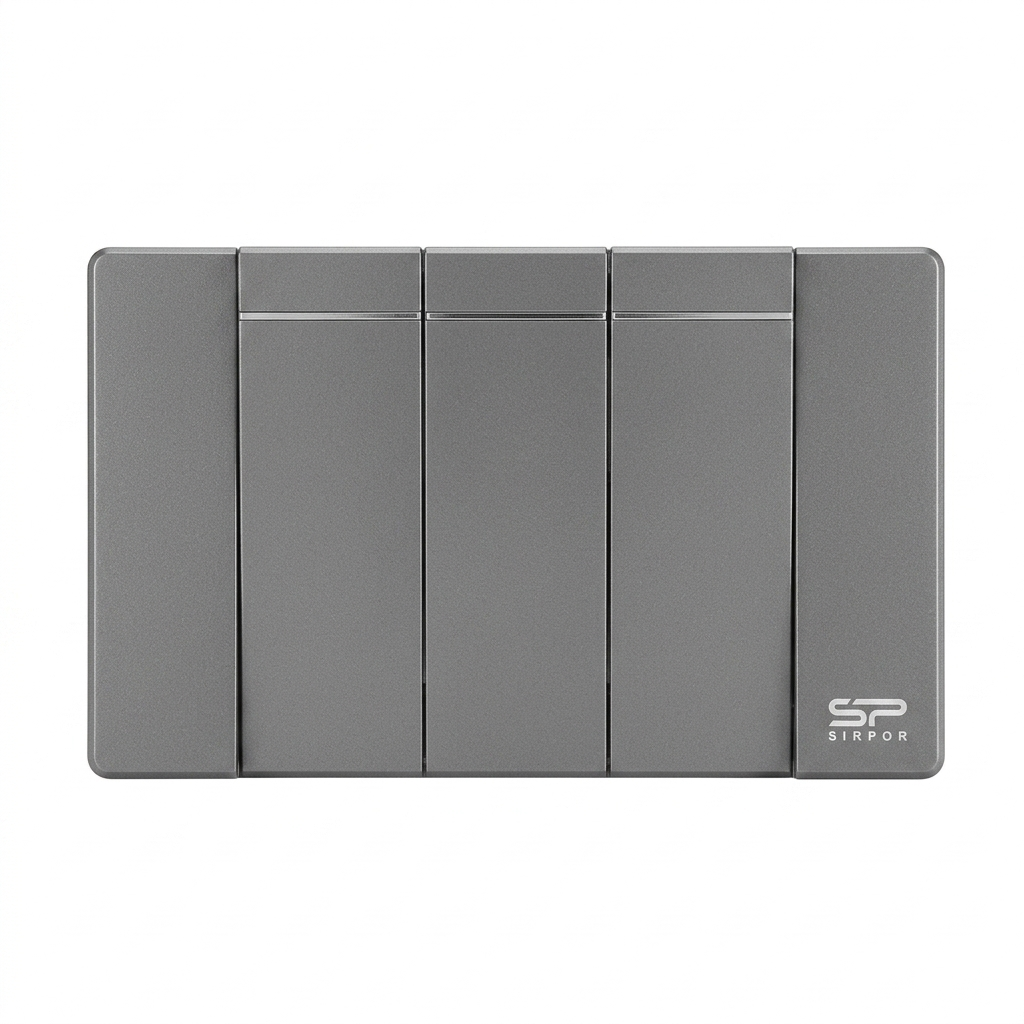 INTERRUPTOR TRIPLE GRIS OSCURO 3 WAY DE LUJO 15 AMP
