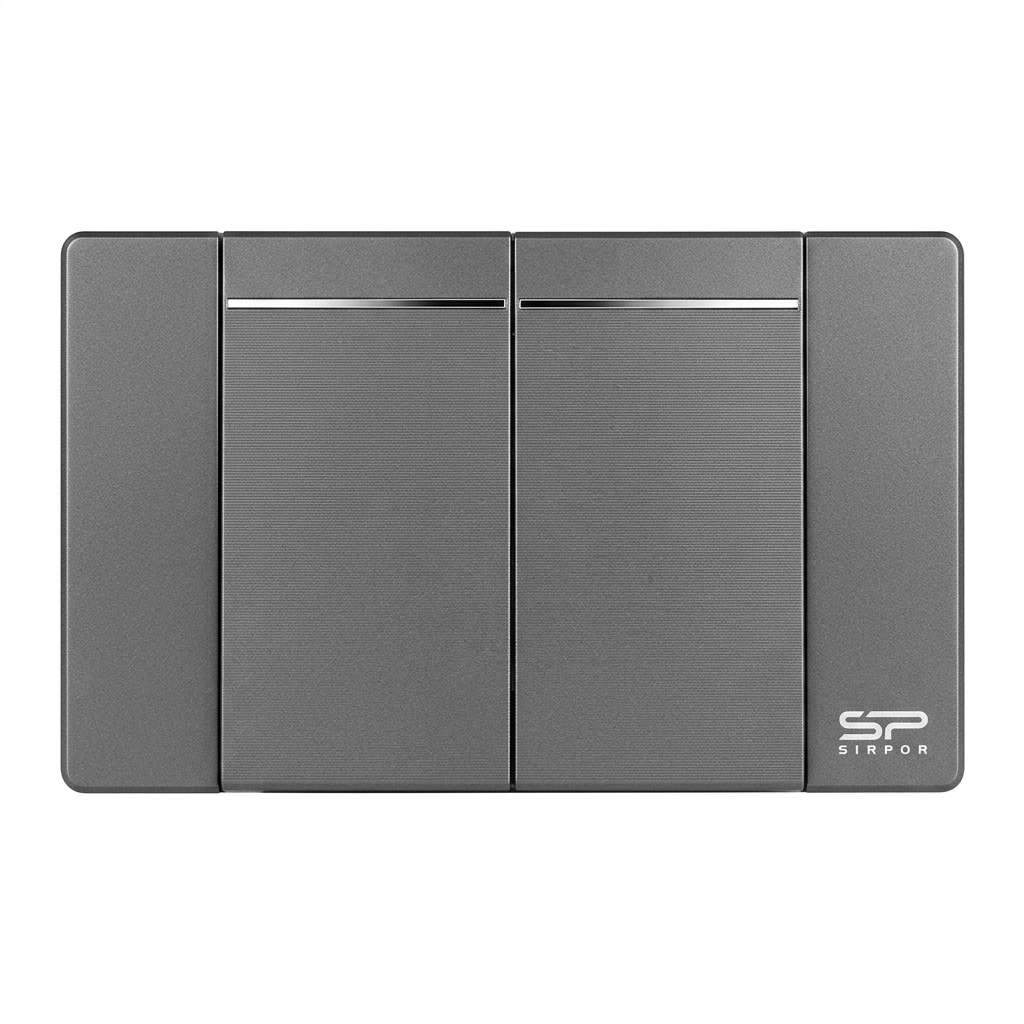 INTERRUPTOR DOBLE GRIS OSCURO 3 WAY DE LUJO 15 AMP