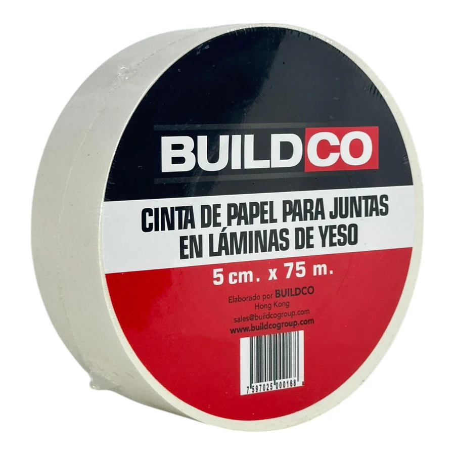 CINTA DE PAPEL PARA DRYWALL 5CM X 75M BUILDCO
