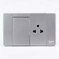 INTERRUPTOR Y TOMACORRIENTE SIMPLE PLATEADO