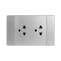 TOMACORRIENTE DOBLE PLATEADO DE LUJO 15 AMP