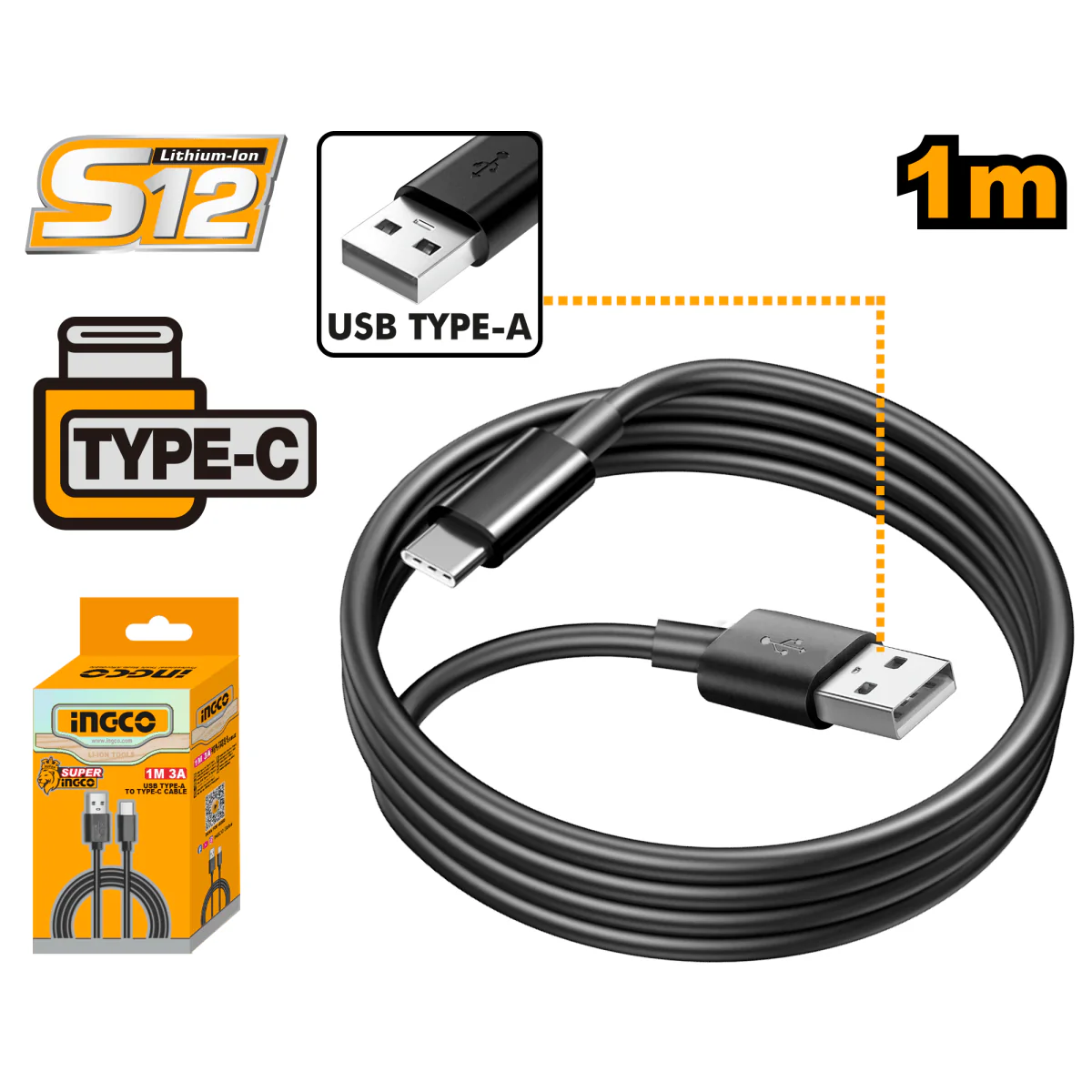 CABLE PARA CARGADOR 5V INGCO TIPOC 1MTS