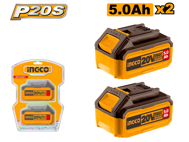 SET DE BATERIA 20 V 5.0AH INGCO